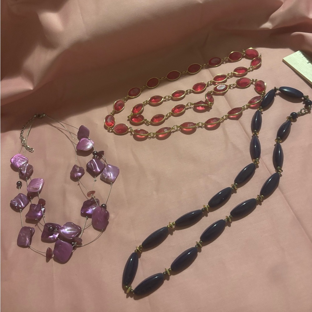 Set of Three Vintage Necklaces and Bookmark